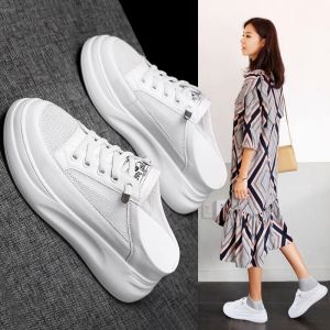 Hong Kong Genuine Leather Slip-On Womens Outdoor Wear Spring Autumn New Versatile Lazy Thick Bottom Platform White Shoes