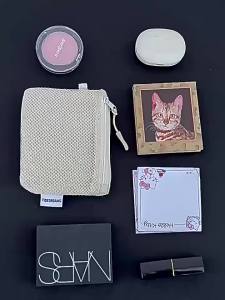 Portable Makeup Storage Bags Breathable Mesh Coin Purse Travel Mini Bag Multi-purpose Square Bag Double-zippered Card Holder