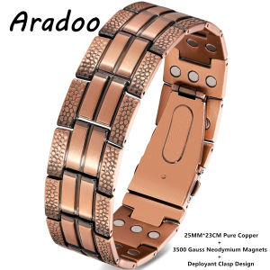 ARADOO Premium Copper Bracelet for Men with Widened Design Magnetic Therapy Wristband Jewelry Gifts