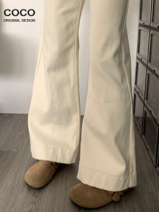 Elastic Light Brown Bell Bottom Jeans Womens Loose Fit High Waist American Style Micro Flared Pants Spring Initial Color Fastness