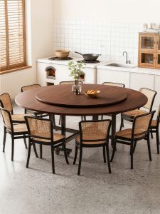 ZHUSHANXIA | Folding Round Dining Table with Lazy Susan