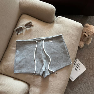 GUZILIAN | Slimming High Waist Embroidered Letter Drawstring Short Pants Wide Leg Casual Shorts Hot Pants Womens Fashion Versatile Trousers