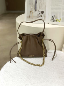 Marta 2025 New Retro Drawstring Good Luck Bag Womens Fashion Chain Underarm Shoulder Crossbody Bag Trendy Casual Bucket Bag