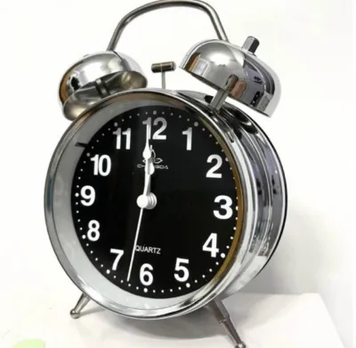 Đồng hồ báo thức để bàn bằng INOX cao cấp chuông cực lớn có đèn