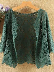 Áo Khoác Cardigan Dệt Kim Ngắn Hở Vai Mùa Hè Cho Nữ Áo Khoác Ngoài Mỏng Lưới Áo Che Nắng Máy Lạnh Chất Liệu Khác 100%
