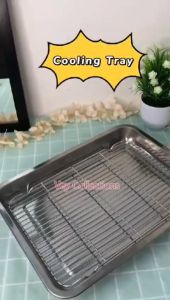 • BISA COD • SUBRON Cooling Tray STAINLESS Set Nampan + Saringan Tatakan Peniris Minyak Goreng / Penyaring Gorengan / Tirisan / Saringan Minyak / Oil Crisper / Beri / Baki Stainless / Panggangan