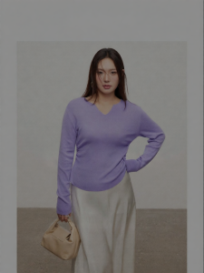 Silk Wool Fitted V-Neck Tapered Ruched Tank Top