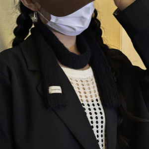 Khăn Choàng Len Dệt Kim Họa Tiết Chữ Cái Màu Trơn Phong Cách Nhật Bản Thời Trang Xuân Thu Đa Năng Trang Trí Khăn Choàng Dài Bằng Vải Nỉ