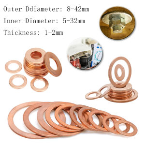 5-50PCS Copper Washer Gasket Nut Bolt Set Flat Rings Seal Assortment Kit For Sump Plugs M5 M6 M7 M8 M10 M12 M13 M14-M32