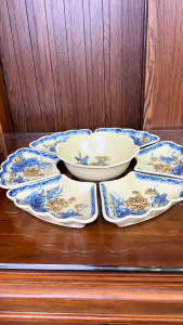 Bộ Hoa Mặt Trời Bát Tràng ĐK 46cm Bộ 7 Món Bày Lễ Cúng Dâng Ban Thờ Gia Tiên Họa Tiết Hoa Sen