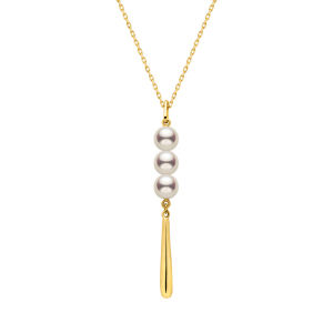Helas | Nucleated Freshwater Pearl Pendant Necklace Gold Fringe