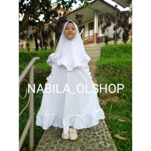 Gamis Putih Anak  Perempuan Set Jilbab