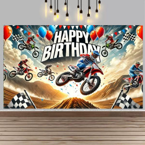 Motocross Dirt Bike Party Background Boy Extreme Sports Racing Motorcycle Birthday Party Photo Decoration Banner Photo Booth
