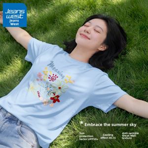 Jeanswest | Blue Ice Silk Sunscreen Breathable Moisture Wicking T-Shirt