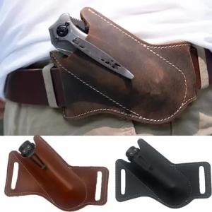 1pc Sheath Cover Pants Protector Bag Cowhide Fold Knife Leather Sheath Scabbard Straight Pocket Knife Cover Bag Outdoor Tool
