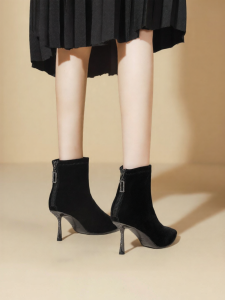 Josiny | French Style Pointed-toe High Heel Ankle Boots Elastic Slim Boot