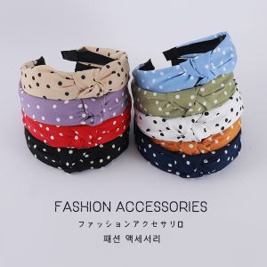 คลิปผมลายจุดแบบกว้างสไตล์วินเทจ สไตล์หวาน คลิปผมแบบหน้ากากสำหรับทำความสะอาดใบหน้า คลิปผมแบบอเนกประสงค์สำหรับผู้หญิง