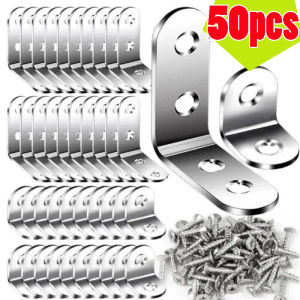 50pcs/30pcs/20pcs Stainless Steel 90 Degree Angle Bracket / Corner Brackets Joint Bracket Fastener / Furniture Door Cabinet Screens Wall with Screws / Angle L-shaped Thickened Sheet