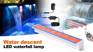 ไฟน้ำตกอะคริลิก RGB led ม่านน้ำตก รางทำม่านน้ำตกสไตล์โมเดิร์น น้ำตกสระว่ายน้ำ  น้ำตกบ่อปลา น้ำตกภูมิทัศน์ ผนังบ่อปลา ตกแต่งกลางแจ้งกันน้ำ กลางแจ้งสระว่ายน้ำสปาลานบ้านพร้อมน้ำตกซ้อนกันไฟ LED กำแพงม่านน้ำ