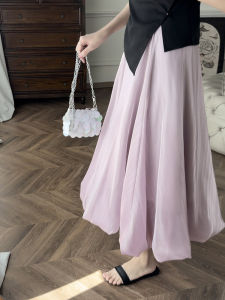 Summer Upgraded Silk Finish Purple A Line Skirt