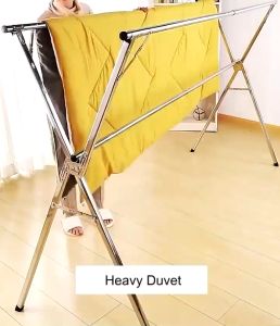 Jemuran Baju Lipat Stainless Steel 【Tidak diperlukan instalasi】Jemuran Pakaian Jemuran Portable Stainles Gantungan Baju