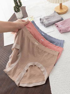 Plus size Underwear Women Fat mm 100.00kg Cotton Mid-Waist Comfortable plus Size Cotton Thin Breathable Seamless Briefs