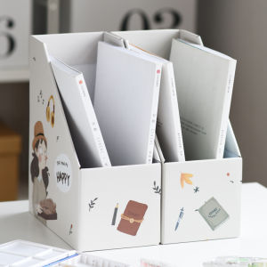 Shengbao Cute Young Adult Heart Ins Style Paper Book Stand Boxes Student Dormitory Desktop Books Document Storage Box