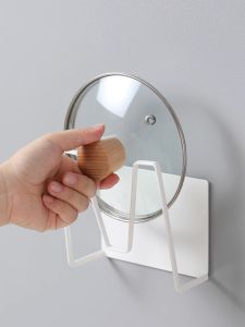 Magnetic Refrigerator Pot Lid Holder Wall Mounted Kitchen Storage Rack No Drilling Required Metal Clamp on Magnet Hook