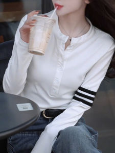 Slim Fit Long Sleeve Base Shirt Womens Fashion Inner Wear White T-Shirt Spring Autumn New Arrival Small Size Elegant Design