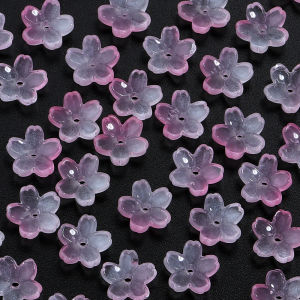50pcs/lot 10.5mm Colorful Gradient Lampwork Bead Cherry Blossom Shape Loose Glass Beads For DIY Crafts Garment Sewing Decoration