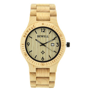 Men Luxury Natural Wood Watch Auto Date Maple Wooden Watches Bamboo Wristwatch