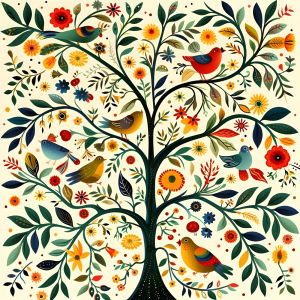 1pc 11ct Cross Stitch Starter Kit Diy Embroidery With Bird Flower Tree Home Office Wall Decor Gift