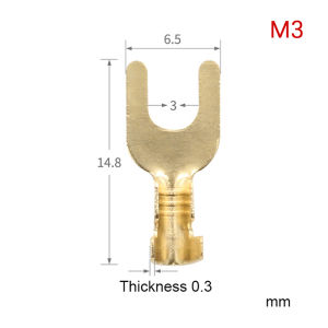 EELHOE | 100Pcs/Pack 3.2/4.2/5.2/6.2MM U-Shaped Brass Cable Grounding Lug Fork Terminal Pressed Bare Terminal Butt Docking Connector