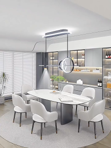 【JuMei】ไฟพัดลม พัดลมไร้ใบพัดพร้อมไฟ พัดลมเพดานไร้ใบพัดพร้อมไฟสำหรับร้านอาหาร ไฟห้องนั่งเล่น/ไฟห้องครัว 66W-132W 100*67CM