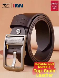 SEPTWOLVES | Mens New Design Needle Buckle Genuine Leather Belt