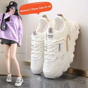 Womens Dad Shoes Summer New Waterproof Leather Surface Sports Running Travel Large Size 42 High-End Feeling Casual Shoes