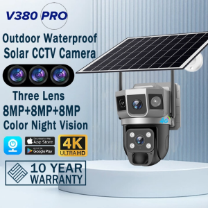 V380 PRO Three Lens Solar CCTV Camera BUY 1 TAKE 1 Outdoor Surveillance Cameras No WiFi Needed Color Night Vision Two-way Audio Wireless IP Security Cameras