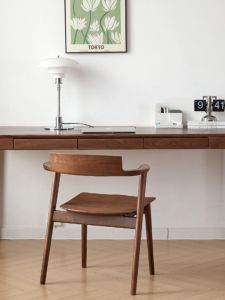 Northern Europe Pure Solid Wood Desk Cherrywood with Wire Box Computer Desk Japanese Simple Writing Desk Black Walnut Wooden Desk