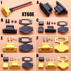 XT60E-F.B Model Airplane Battery Gold-plated 30A High Current Female Plug Mountable XT60E Connector Black / Yellow