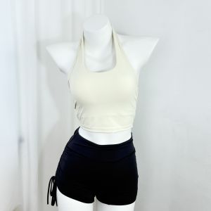 Áo Bra Thể Thao Cổ Yếm Lưng Trống Xoắn Trước Cắt Ngang Có Đệm