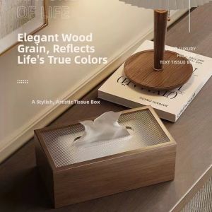 QIAOPIDIANDIAN | Commercial Stylish Walnut Wood Finish Tissue Box
