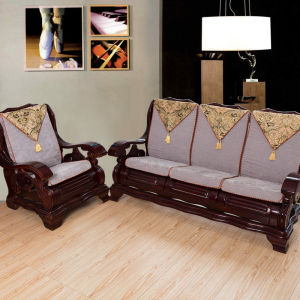 Thickened Sponge Wood Sofa Cushion with Backrest Rosewood Chinese Style Single Person Fabric High End Sofa Pad Blanket Style