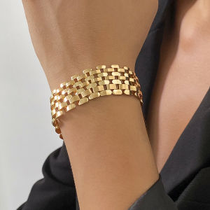 Vòng Tay Dây Xích Bản To Phong Cách Punk Thời Thượng Dành Cho Nữ Trang Sức Charm Thời Trang Cá Tính Quà Tặng Vòng Tay Kim Loại