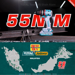 TOTAL Tools 55Nm BL Motor Compact Cordless Impact Drill Metal drill chuck ∅13mm. w/47pcs accessories 锂离子充电无刷冲击钻 - TIDLI20558