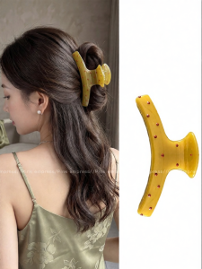 PINK EMPRESS | Yellow Dots Large Hair Clamp for Thick Hair with Elegant Look