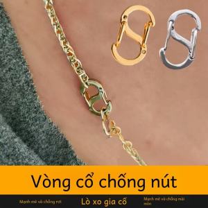 สร้อยคอไข่มุกสแตนเลส หัวเข็มขัดแบบดับเบิลหัวยืดหยุ่นสูง จี้เรียบง่าย หัวเข็มขัดป้องกันการหลุดร่วง