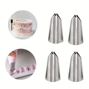 Stainless Steel Medium Size 4pcs Icing Nozzles-Piping Tips Set for Buttercream Cake Decorating DIY Kitchen and Baking Supplies