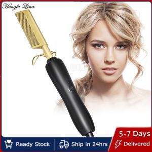 Hengfa Lina 2 in 1 Hot Comb Straightener Electric Hair Straightener Hair Curler Wet Dry Use Hair Flat Irons Hot Heating Comb For Hair Stylin
