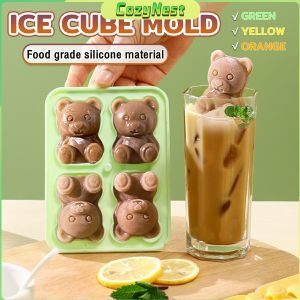 C.N. 4 Grid 3D Little Bear Shape Ice Cube Silicone Mold Household DIY Juice Milk Ice Machine