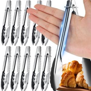 Stainless Steel Food Clip Tongs Long Handle Non-Slip Barbecue Flipping Tong Baking Clamp Kitchen Cooking Tool
